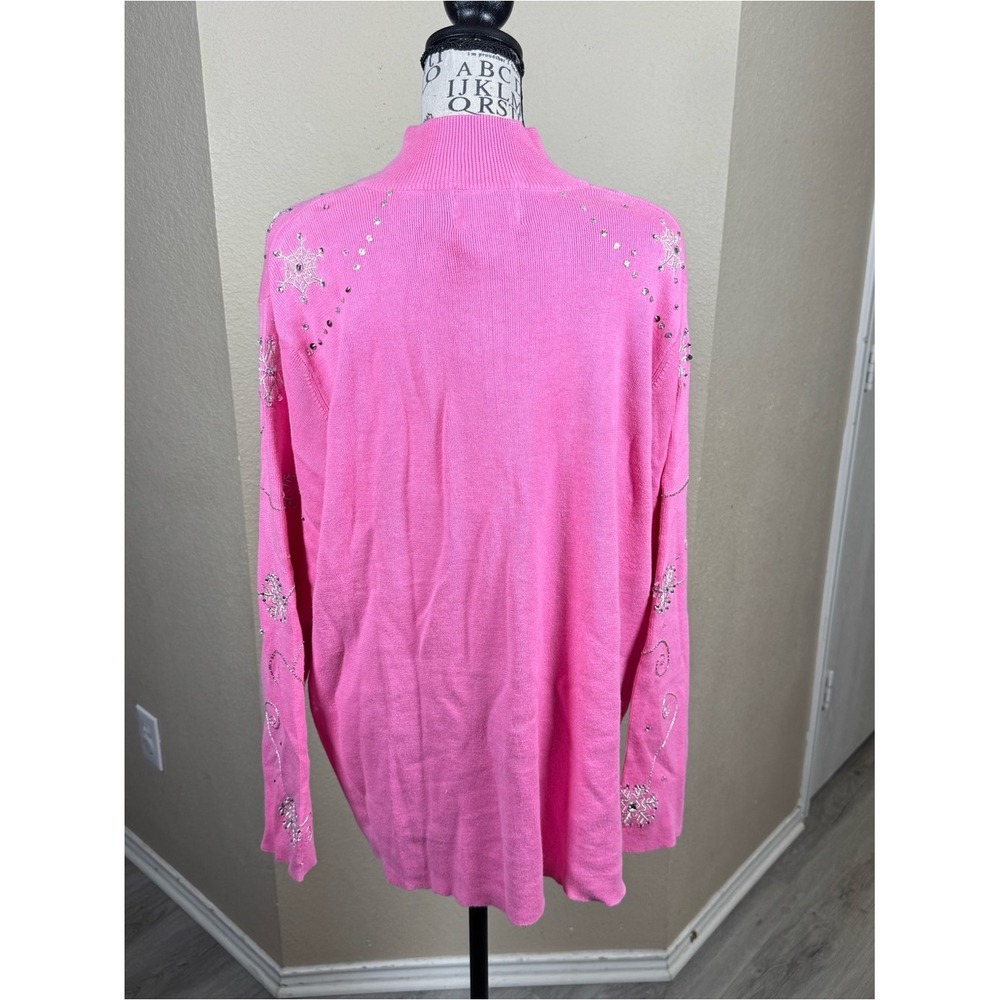 Quacker Factory Pink Rhinestone Zip-Up Cardigan - Picture 3 of 12